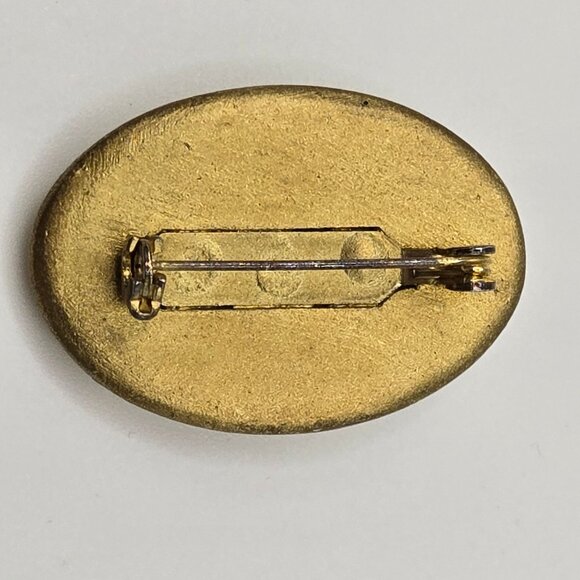 VTG Brooch Art Nouveau Oval Ceramic Hand Painted Floral Pin Jewelry Fairy Boho - Picture 6 of 10